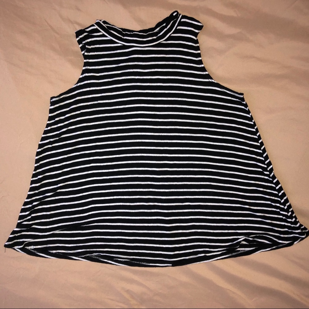 High neck striped tank